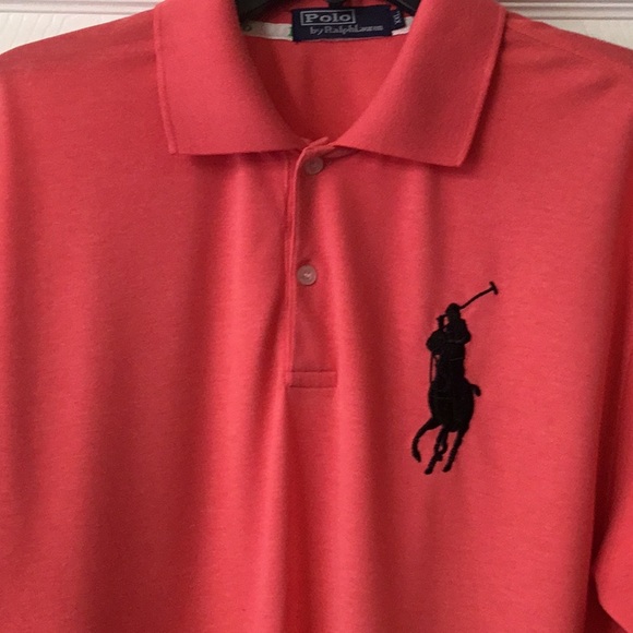 Polo Ralph Lauren Men’s Salmon colored Polo Shirt with large Black Pony Logo XL - Picture 2 of 8